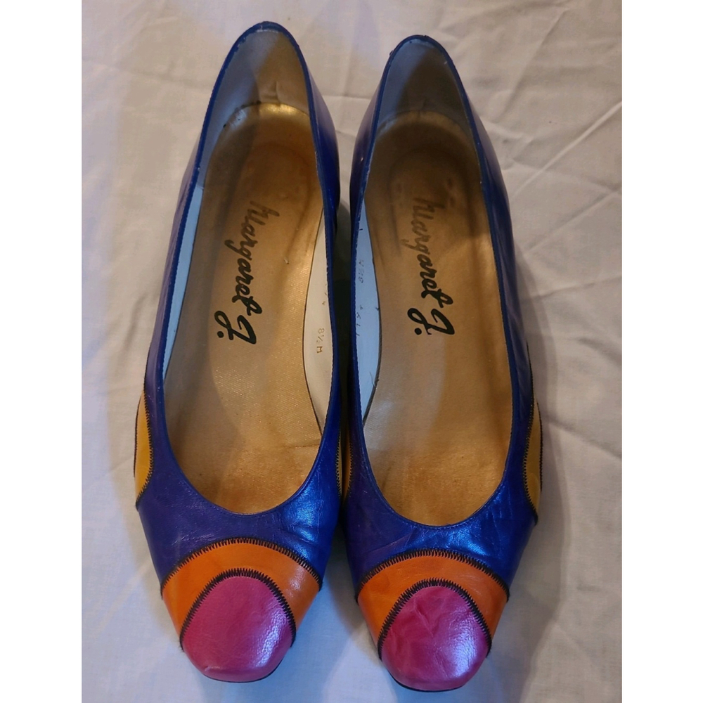 Vintage Art Deco Block Multi Color Margaret 8.5 M Flat Shoe